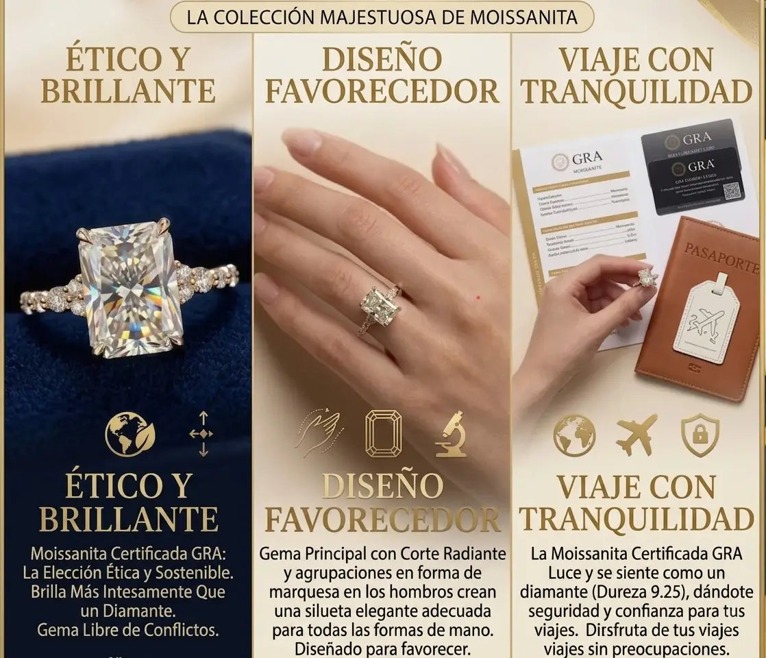 La mejora del aniversario: Anillo de moissanita de corte radiante impecable de 5 quilates (Halo oculto, VVS1) - Oferta🔥 del último día - 90% de descuento