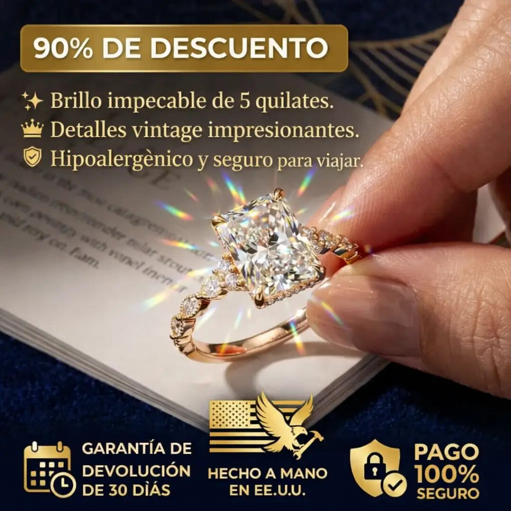 La mejora del aniversario: Anillo de moissanita de corte radiante impecable de 5 quilates (Halo oculto, VVS1) - Oferta🔥 del último día - 90% de descuento