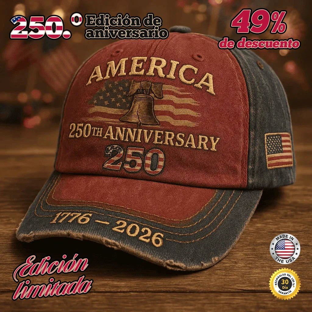 🔥 OFERTA FINAL: 49% DE DESCUENTO — GORRA CONMEMORATIVA 250 AÑOS (1776-2026) 🔥