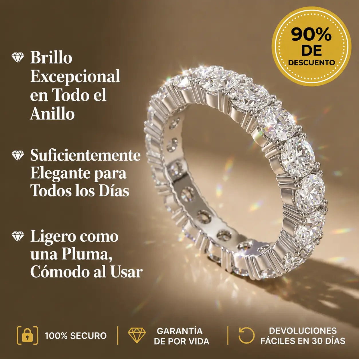 Elegancia Atemporal - Anillo de Eternidad con Moissanita Premium 🔥 Oferta Relámpago Final: 90% de Descuento 🎖️
