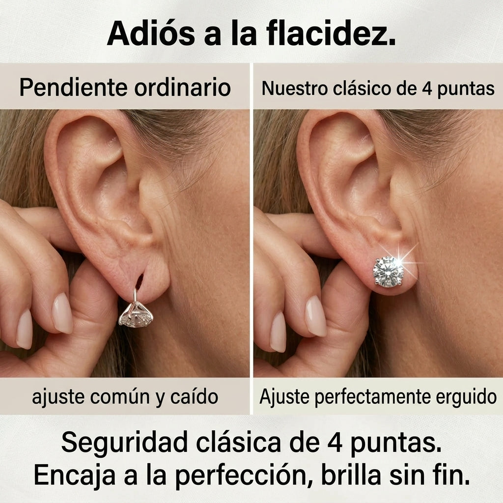 Aretes clásicos redondos de diamante creado en laboratorio de 4.00 CTW — Montura segura de 4 puntas e hipoalergénicos — Último día de oferta 🔥 90% DE DESCUENTO