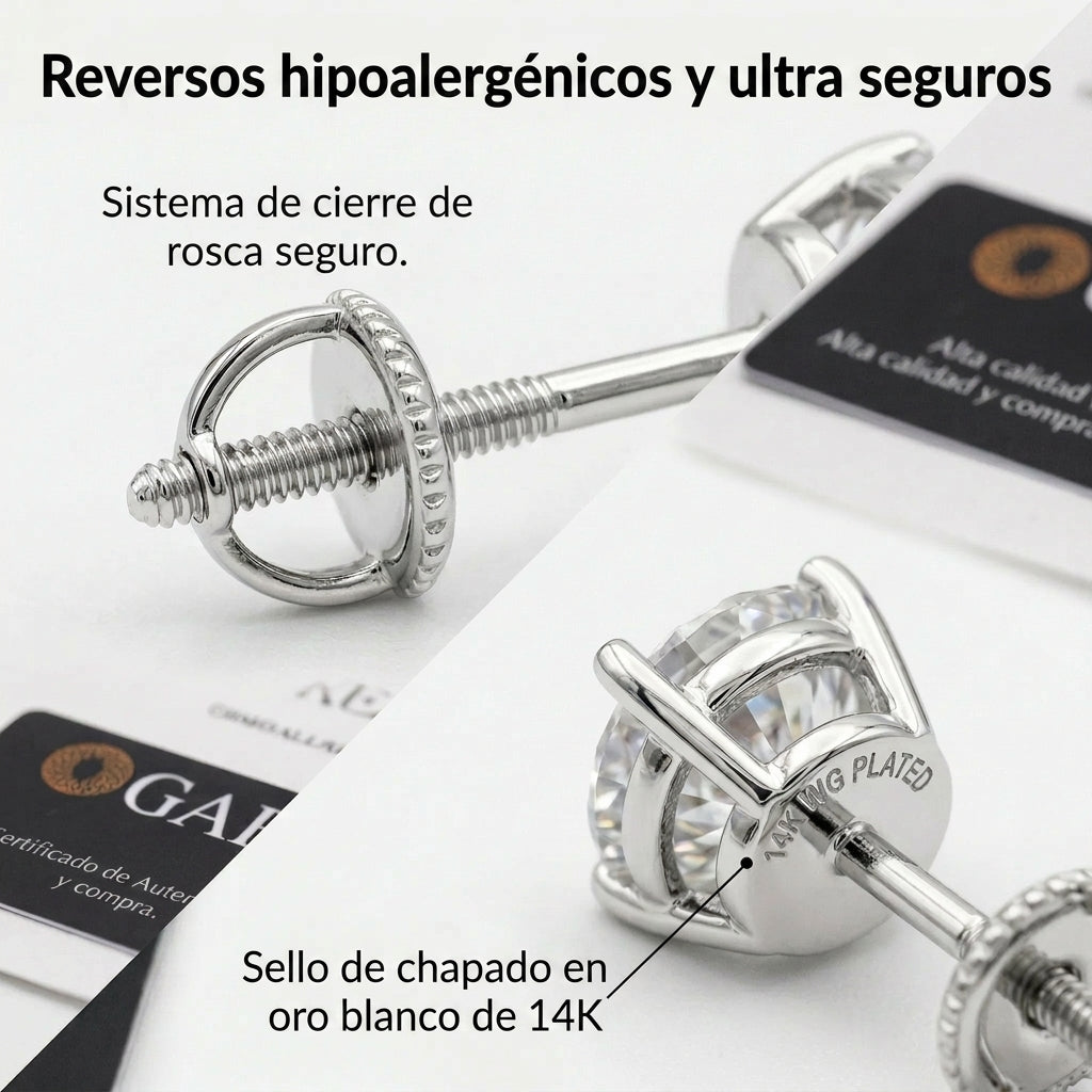 Aretes clásicos redondos de diamante creado en laboratorio de 4.00 CTW — Montura segura de 4 puntas e hipoalergénicos — Último día de oferta 🔥 90% DE DESCUENTO