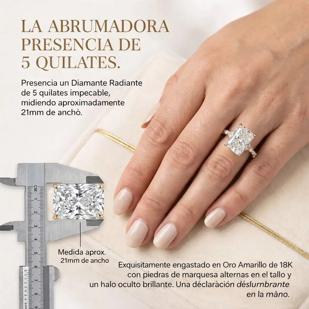 La mejora del aniversario: Anillo de moissanita de corte radiante impecable de 5 quilates (Halo oculto, VVS1) - Oferta🔥 del último día - 90% de descuento