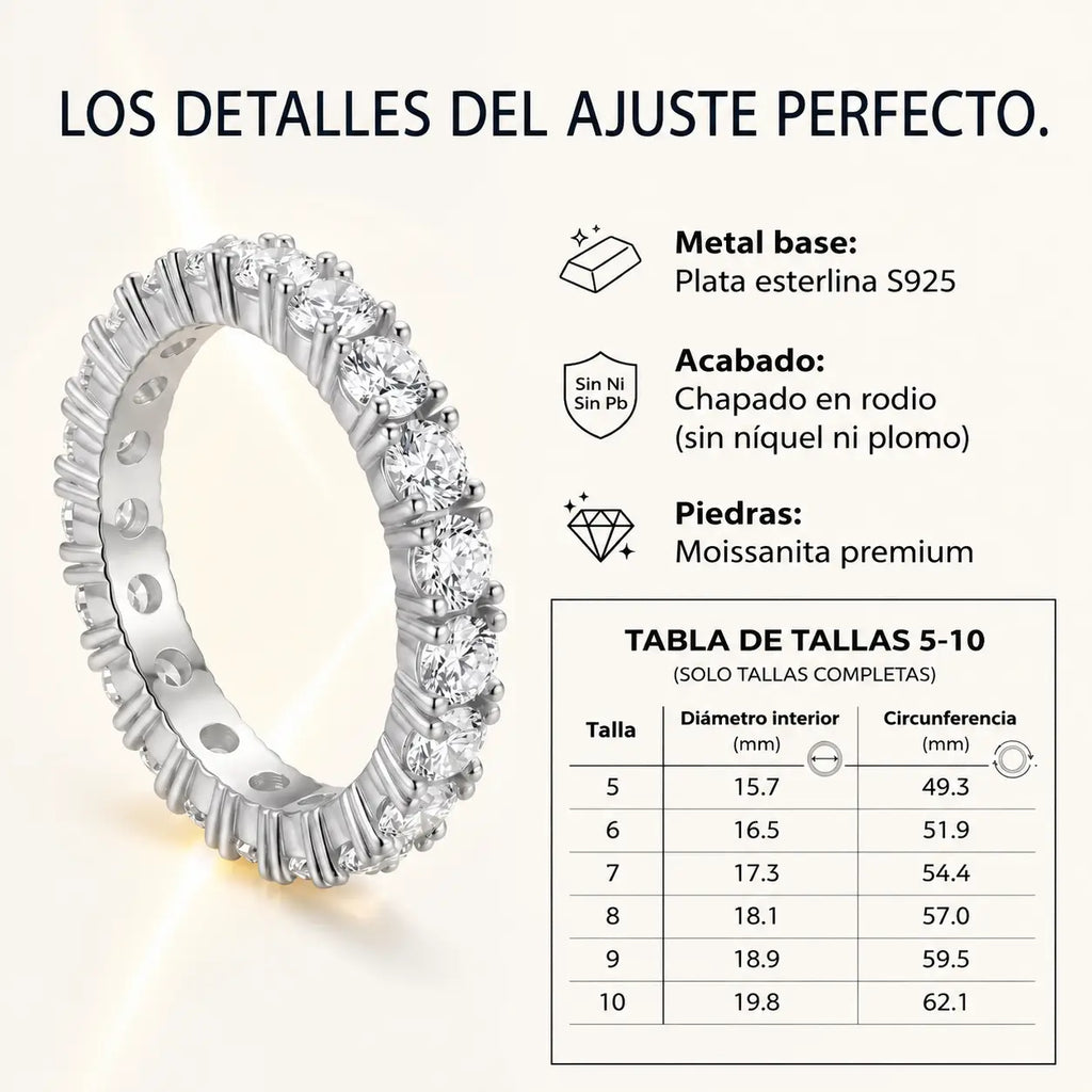 Elegancia Atemporal - Anillo de Eternidad con Moissanita Premium 🔥 Oferta Relámpago Final: 90% de Descuento 🎖️