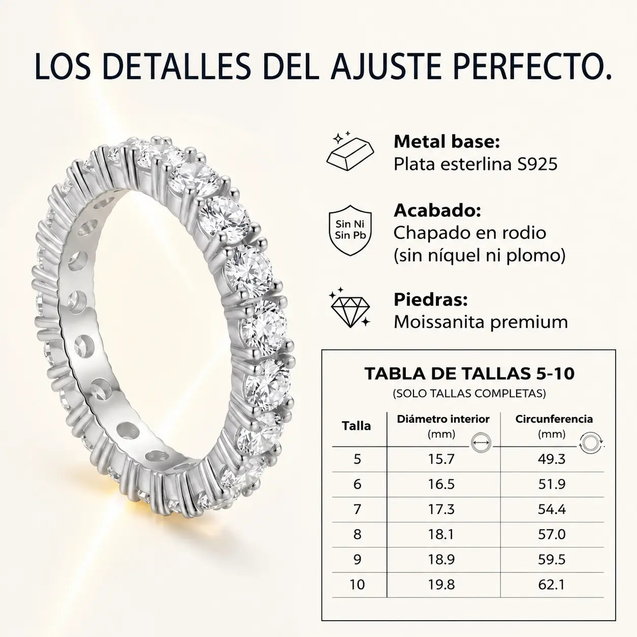 Elegancia Atemporal - Anillo de Eternidad con Moissanita Premium 🔥 Oferta Relámpago Final: 90% de Descuento 🎖️