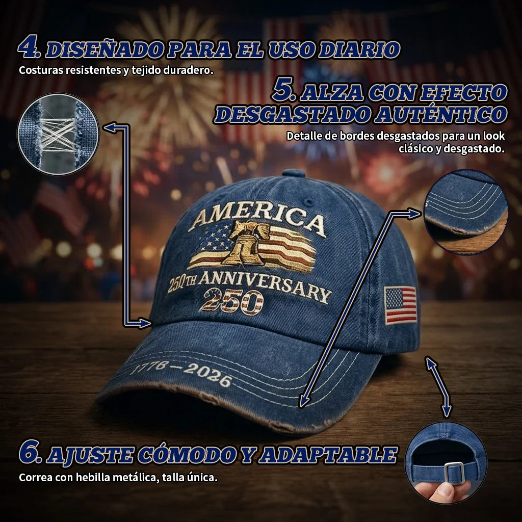 🔥 OFERTA FINAL: 49% DE DESCUENTO — GORRA CONMEMORATIVA 250 AÑOS (1776-2026) 🔥
