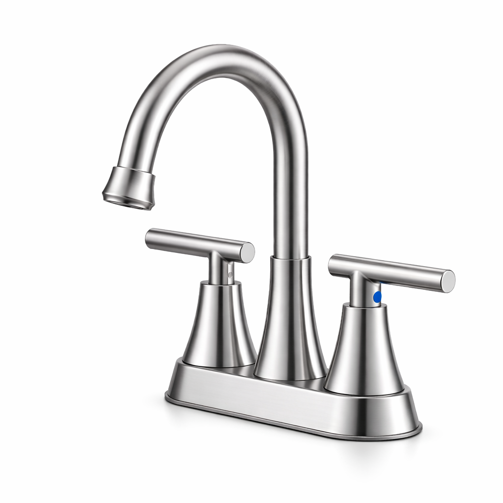 Modern Brushed Nickel Two-Handle Bathroom Faucet