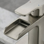 Modern Brushed Nickel Waterfall Single-Hole Bathroom Faucet Set