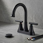 Modern Matte Black Two-Handle Bathroom Faucet Set