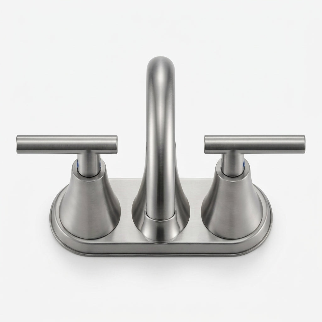 Modern Brushed Nickel Two-Handle Bathroom Faucet