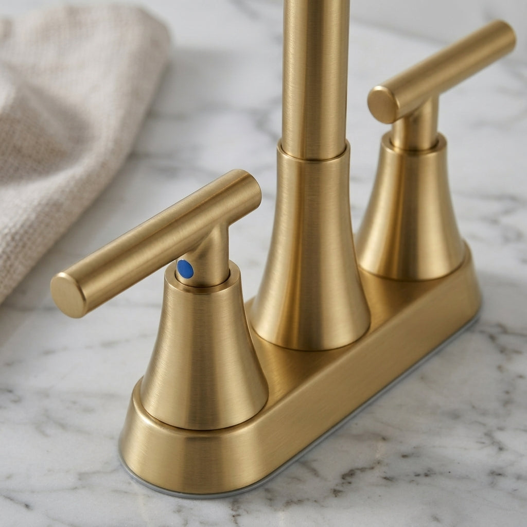 Modern Brushed Gold Two-Handle Bathroom Faucet Set