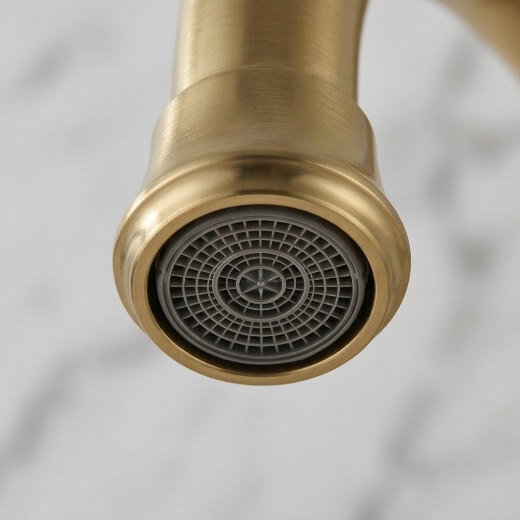 Modern Brushed Gold Two-Handle Bathroom Faucet Set