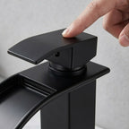 Modern Matte Black Waterfall Single-Hole Bathroom Faucet Set