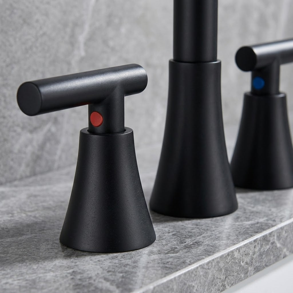 Modern Matte Black Two-Handle Bathroom Faucet Set