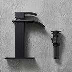 Modern Matte Black Waterfall Single-Hole Bathroom Faucet Set