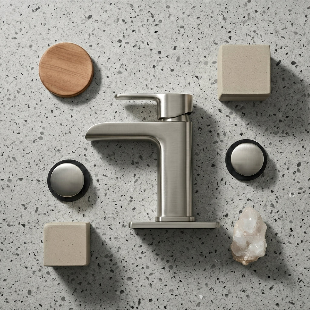 Modern Brushed Nickel Waterfall Single-Hole Bathroom Faucet Set