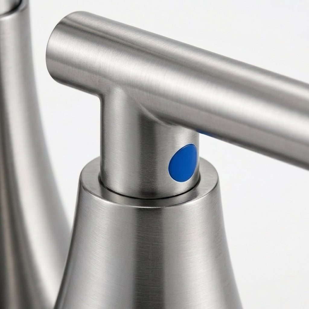 Modern Brushed Nickel Two-Handle Bathroom Faucet
