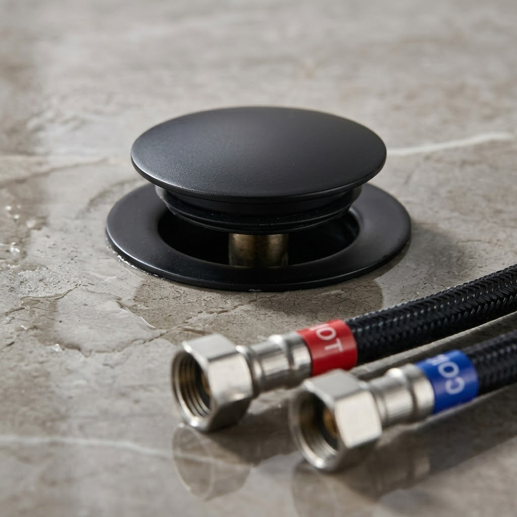 Modern Matte Black Two-Handle Bathroom Faucet Set