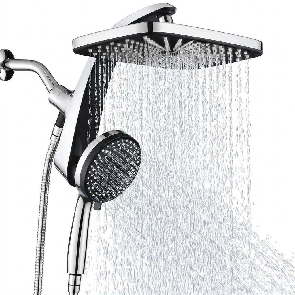 Square Rainfall Shower Head and Handheld Shower Combo Set